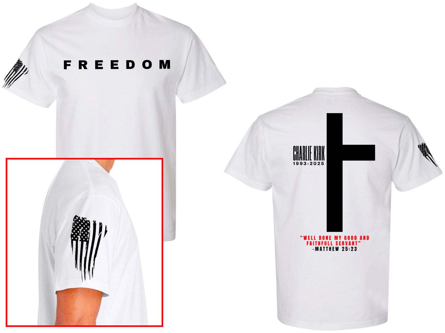 Charlie Kirk Memorial T-Shirt – Faith, Freedom, and Legacy (True Fit)