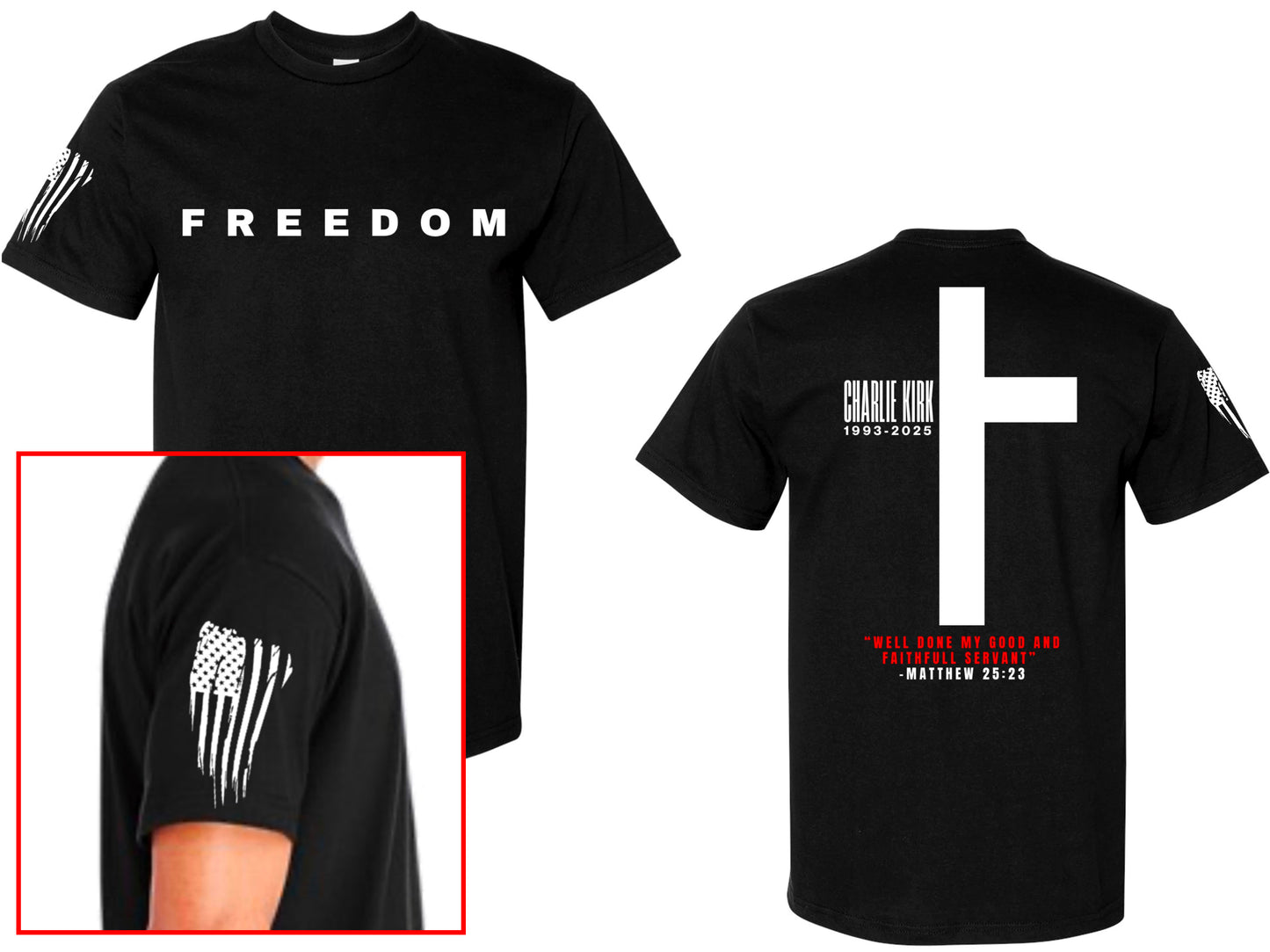 Charlie Kirk Memorial T-Shirt – Faith, Freedom, and Legacy (True Fit)